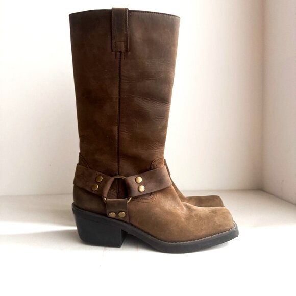 Vintage Natural  Reflections Nubuck Suede Brown Western Mid Calf Boots 7.5 - Picture 3 of 10